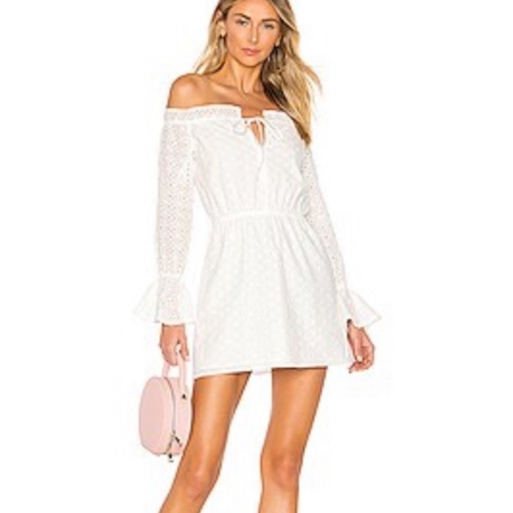 White eyelet dress, bell sleeve